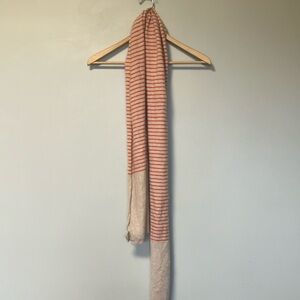 Project cashmere 100% Striped Orange and Cream Scarf